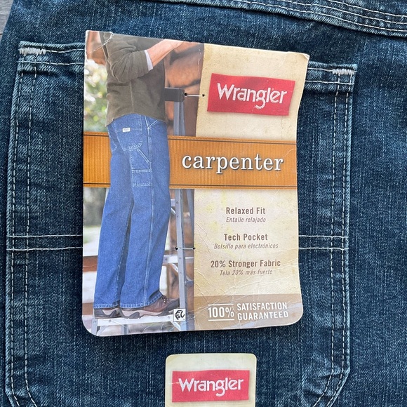 42x32 NWT Wrangler Carpenter Jeans Men’s Blue Dark Wash Relaxed 94LSWQW - Picture 14 of 14